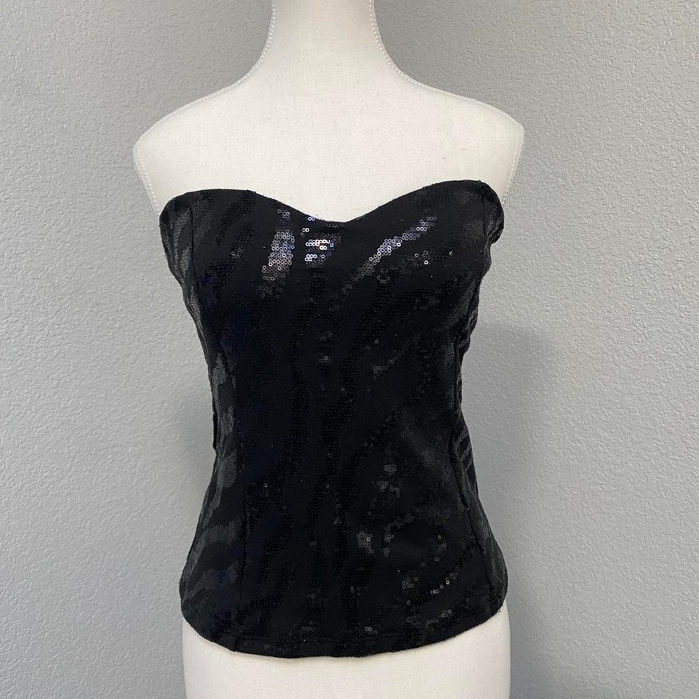 BLACK SEQUIN TUBE TOP SLEEVELESS BOHO FESTIVAL RAVE GRUNGE Y2K